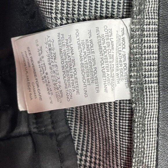J. CREW MARTIE Pants B&W Wool Plaid Trouser Faux Leather Trim Tuxedo  Size 0 - Picture 9 of 9
